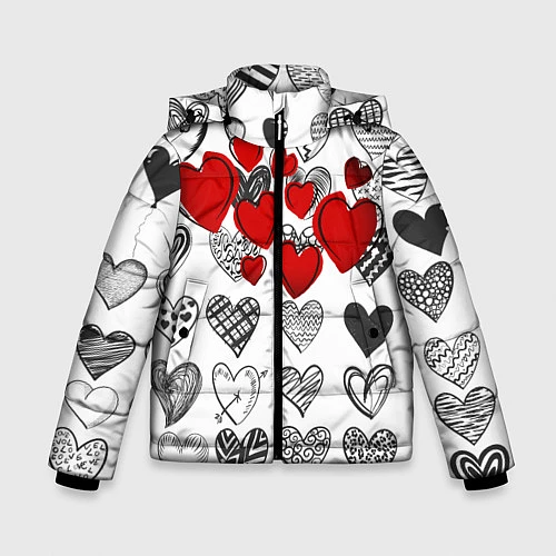 Зимняя куртка для мальчика Сердца / 3D-Красный – фото 1