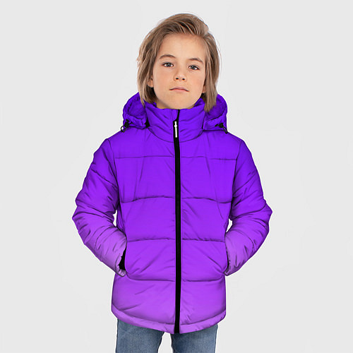 Зимняя куртка для мальчика Фиолетовый космос / 3D-Светло-серый – фото 3