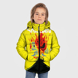 Куртка зимняя для мальчика Киберпанк 2077 Киану на спине, цвет: 3D-черный — фото 2