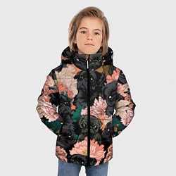 Куртка зимняя для мальчика Мопсы и Цветы, цвет: 3D-светло-серый — фото 2