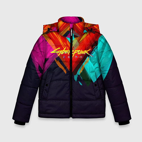 Зимняя куртка для мальчика CYBERPUNK 2077 CITY / 3D-Красный – фото 1