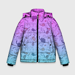 Куртка зимняя для мальчика Котики в полете, цвет: 3D-черный