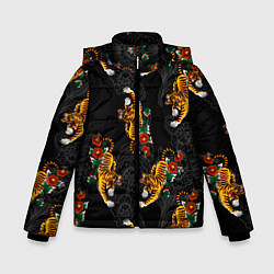Куртка зимняя для мальчика Японский стиль - тигры, цвет: 3D-черный