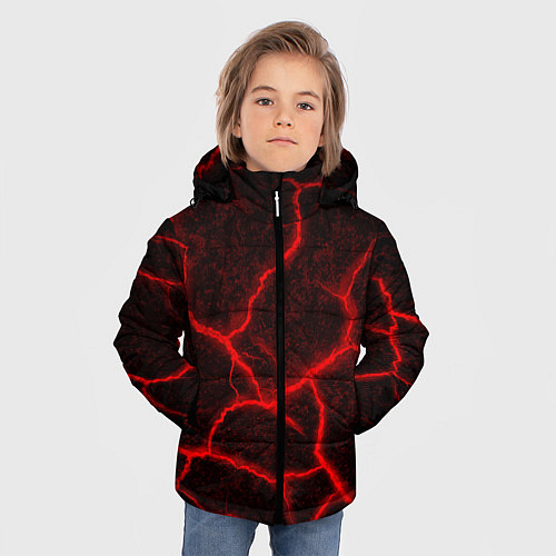 Зимняя куртка для мальчика ЛАВА ЛАВОВЫЕ ТРЕЩИНЫ LAVA / 3D-Светло-серый – фото 3