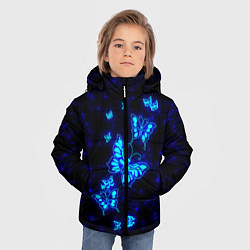 Куртка зимняя для мальчика Неоновые бабочки, цвет: 3D-светло-серый — фото 2