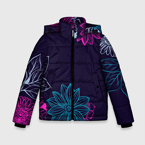 Зимняя куртка для мальчика Красочные Цветы / 3D-Красный – фото 1