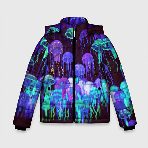 Зимняя куртка для мальчика Неоновые медузы / 3D-Красный – фото 1