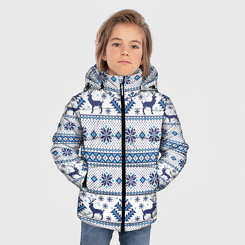 Зимняя куртка для мальчика Русские народные узоры / 3D-Светло-серый – фото 3