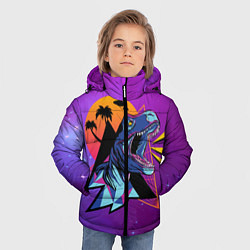 Куртка зимняя для мальчика Retrowave Neon Dinosaur, цвет: 3D-черный — фото 2