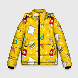 Куртка зимняя для мальчика Фастфуд, цвет: 3D-черный