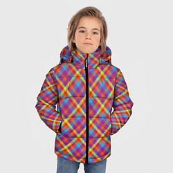 Куртка зимняя для мальчика Клеточный узор, цвет: 3D-черный — фото 2