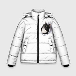 Куртка зимняя для мальчика КОТ В СЕРДЦЕ, цвет: 3D-черный