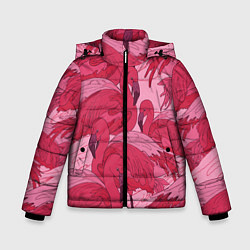 Куртка зимняя для мальчика Розовые фламинго, цвет: 3D-светло-серый