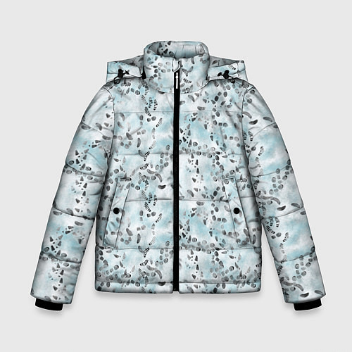 Зимняя куртка для мальчика Следы / 3D-Светло-серый – фото 1