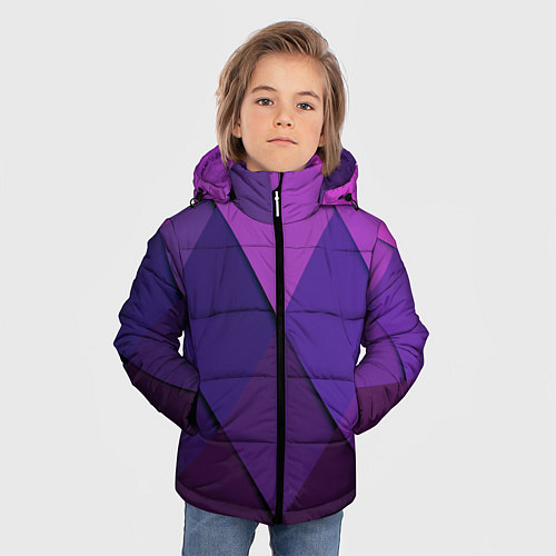 Зимняя куртка для мальчика Спортивный ромб / 3D-Светло-серый – фото 3