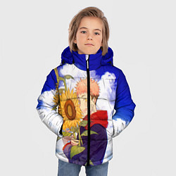 Куртка зимняя для мальчика Магическая битва Подсолнухи, цвет: 3D-черный — фото 2