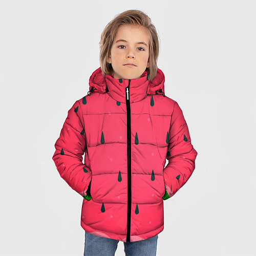 Зимняя куртка для мальчика Текстура арбуза / 3D-Светло-серый – фото 3