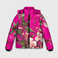 Куртка зимняя для мальчика Цветы, цвет: 3D-черный