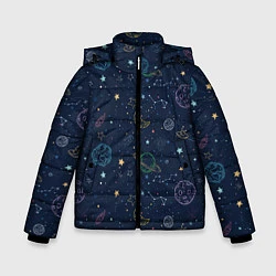 Куртка зимняя для мальчика Созвездия, цвет: 3D-черный
