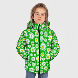 Куртка зимняя для мальчика Ромашки на зелёном фоне, цвет: 3D-черный — фото 2