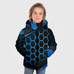 Куртка зимняя для мальчика 3D luxury blue 3Д СОТЫ и плиты, цвет: 3D-светло-серый — фото 2