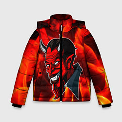 Куртка зимняя для мальчика The devil is on fire, цвет: 3D-черный