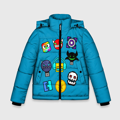 Зимняя куртка для мальчика Geometry Dash Icons / 3D-Светло-серый – фото 1