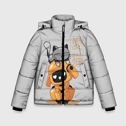 Куртка зимняя для мальчика Cat and Robot ЛСР, цвет: 3D-черный
