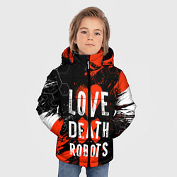 Куртка зимняя для мальчика ЛЮБОВЬ СМЕРТЬ И РОБОТЫ СОТЫ, цвет: 3D-черный — фото 2