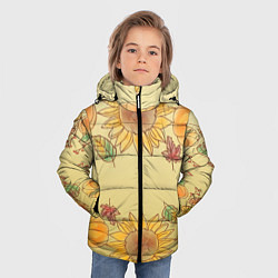 Куртка зимняя для мальчика Подсолнухи тыквы, цвет: 3D-черный — фото 2