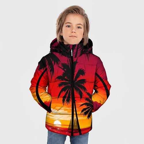 Зимняя куртка для мальчика Гавайский закат / 3D-Светло-серый – фото 3
