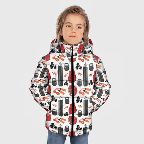 Зимняя куртка для мальчика Бокс / 3D-Светло-серый – фото 3
