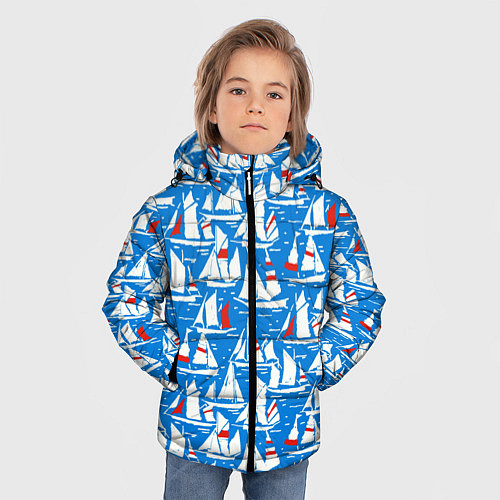 Зимняя куртка для мальчика Яхты / 3D-Светло-серый – фото 3