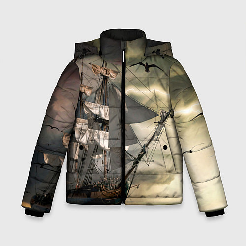 Зимняя куртка для мальчика Парусник / 3D-Светло-серый – фото 1