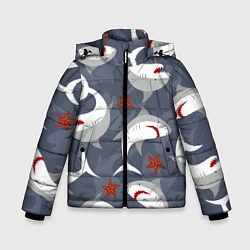 Куртка зимняя для мальчика Акулы, цвет: 3D-светло-серый