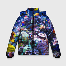 Куртка зимняя для мальчика Коралловые рыбки, цвет: 3D-черный