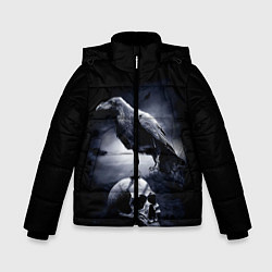 Куртка зимняя для мальчика ЧЕРЕП И ВОРОН, цвет: 3D-черный