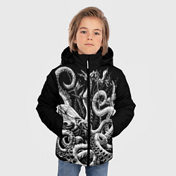 Куртка зимняя для мальчика Кракен Монстр, цвет: 3D-черный — фото 2
