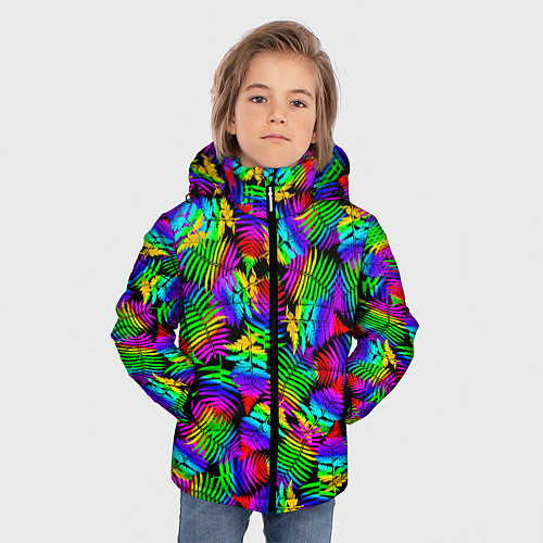 Зимняя куртка для мальчика Неоновый папоротник / 3D-Светло-серый – фото 3