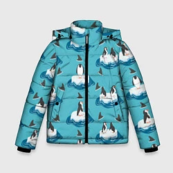 Куртка зимняя для мальчика Пингвины, цвет: 3D-черный