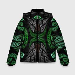 Куртка зимняя для мальчика Серо-Зеленые Узоры, цвет: 3D-черный