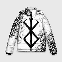 Куртка зимняя для мальчика БЕРСЕРК logo чб, цвет: 3D-черный