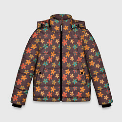 Куртка зимняя для мальчика Цветы Разные, цвет: 3D-черный