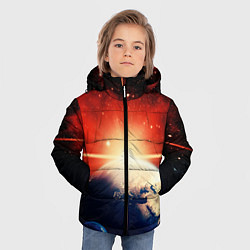 Куртка зимняя для мальчика Космос земля 3D, цвет: 3D-черный — фото 2