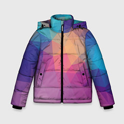 Куртка зимняя для мальчика Цветные полигоны - Градиент, цвет: 3D-черный