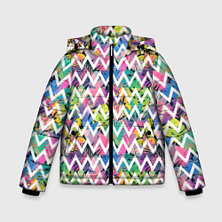 Куртка зимняя для мальчика Кривая линия и цветы, цвет: 3D-светло-серый