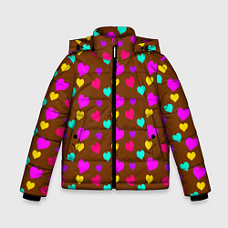 Куртка зимняя для мальчика Сердечки разноцветные, цвет: 3D-светло-серый