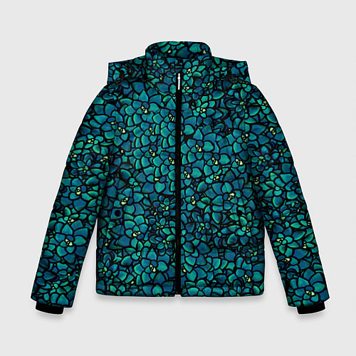Зимняя куртка для мальчика Цветы 2 / 3D-Светло-серый – фото 1
