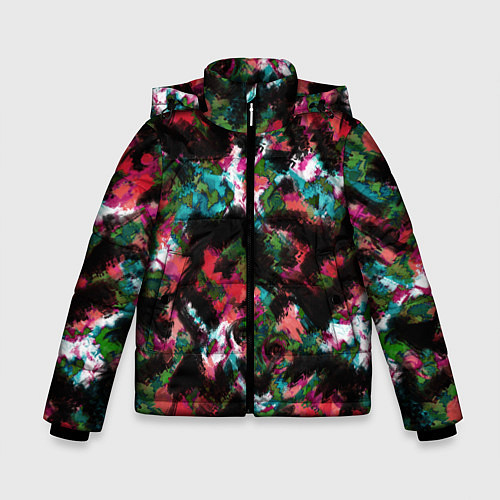 Зимняя куртка для мальчика Гранжевый абстрактный узор / 3D-Красный – фото 1