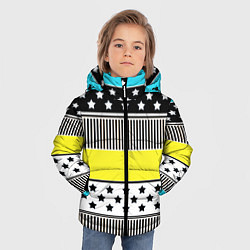 Куртка зимняя для мальчика Неоновый яркий полосатый узор, цвет: 3D-светло-серый — фото 2